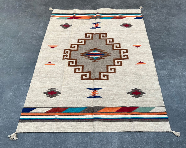 Two Grey Hills - Southwestern Wool Flatweave Rug