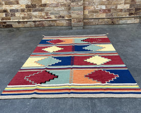 5x7ft Wool Kilim – Southwestern Flatweave Rug