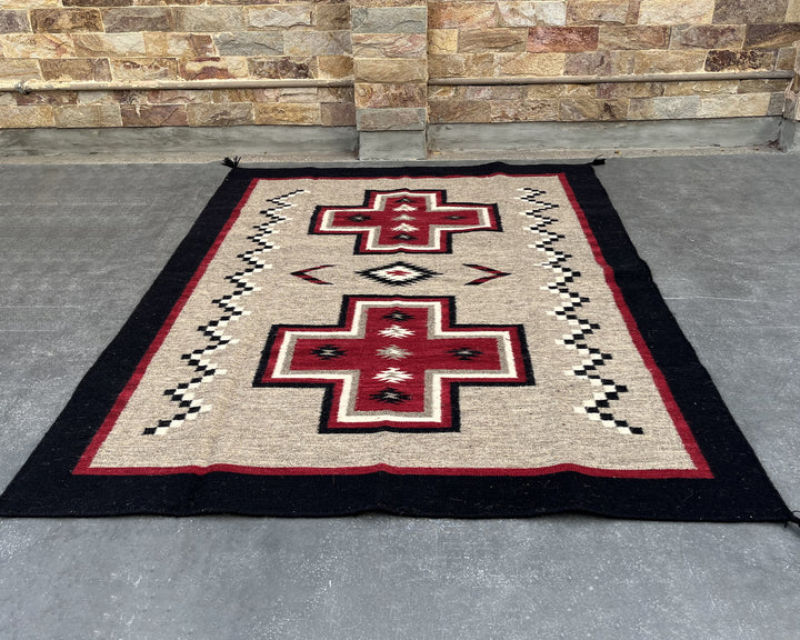 5x7ft Handwoven Dhurrie Rug, Large Soft Wool Flatweave Rug, Southwestern Tribal Area Rug, Perfect for Living Room & Bedroom