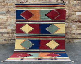 5x7ft Wool Kilim – Southwestern Flatweave Rug