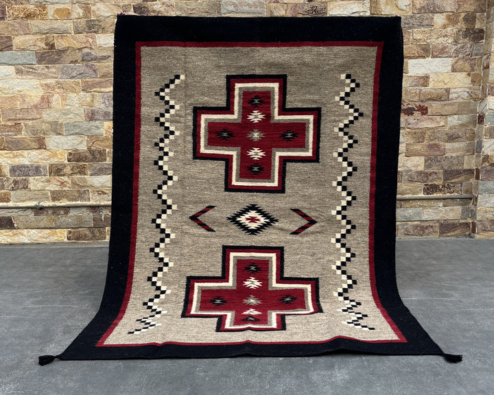 5x7ft Handwoven Dhurrie Rug, Large Soft Wool Flatweave Rug, Southwestern Tribal Area Rug, Perfect for Living Room & Bedroom