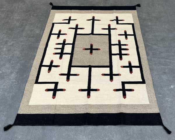 5x7ft Wool Kilim – Southwestern Flatweave Rug