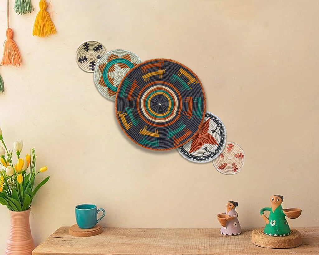 Set of 5 Handwoven wall baskets SET-66-5 N