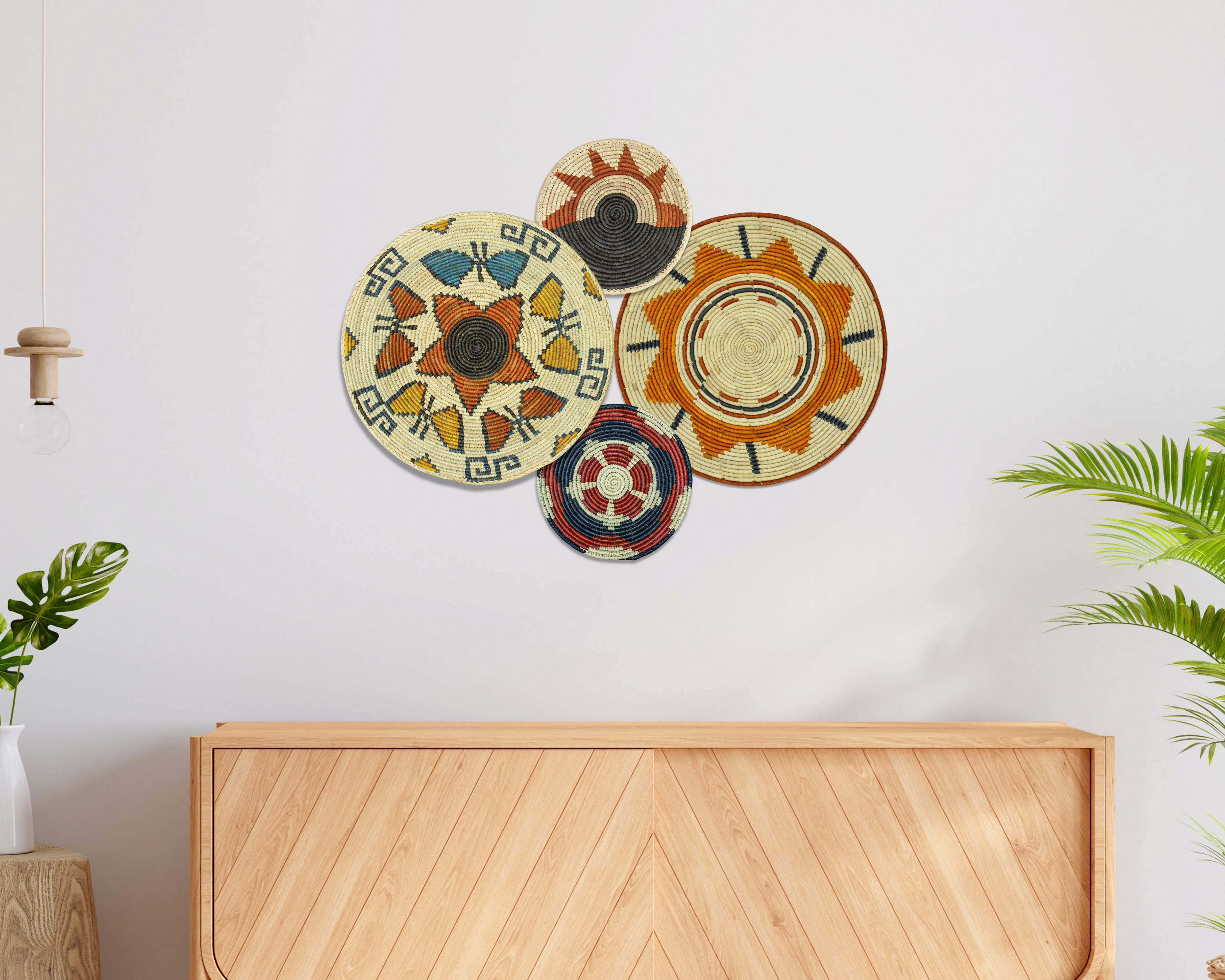 Set of 4 Handwoven wall baskets SET-237-4 N