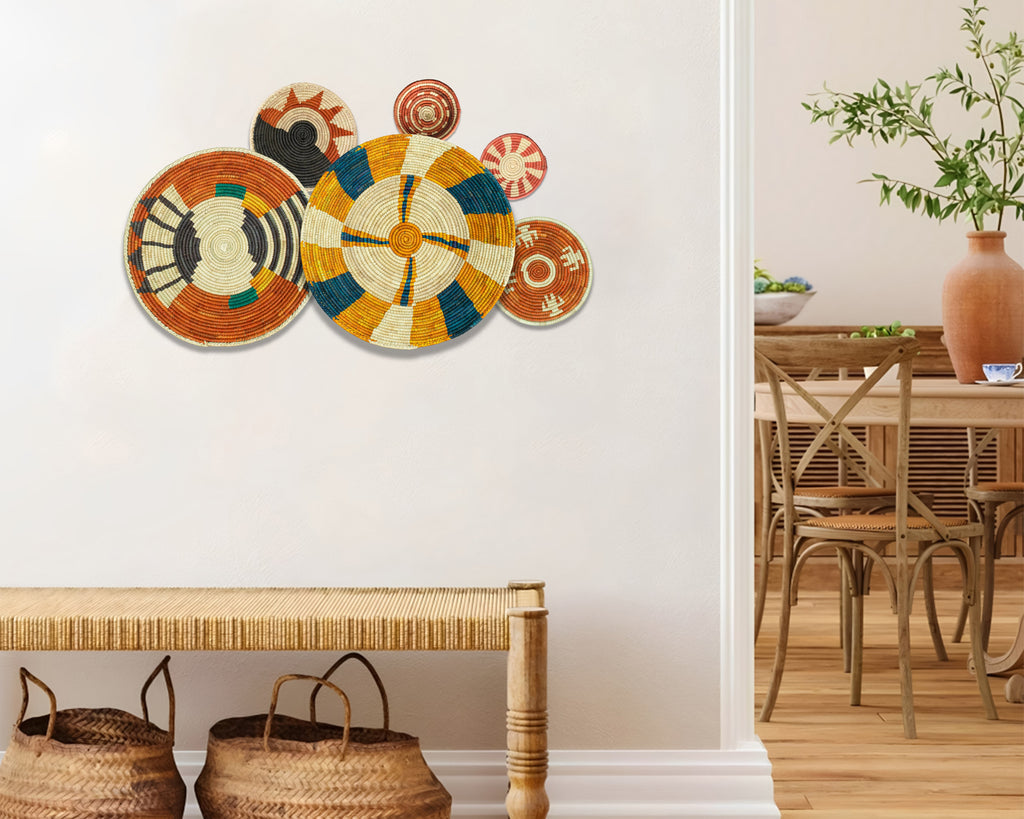 Set of 6 Handwoven wall baskets SET-378-6 N