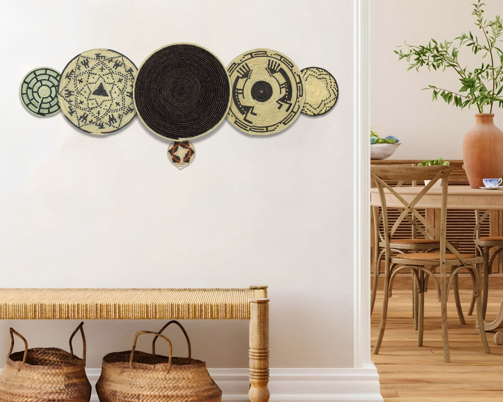 Set of 6 Handwoven wall baskets SET-296-6 N