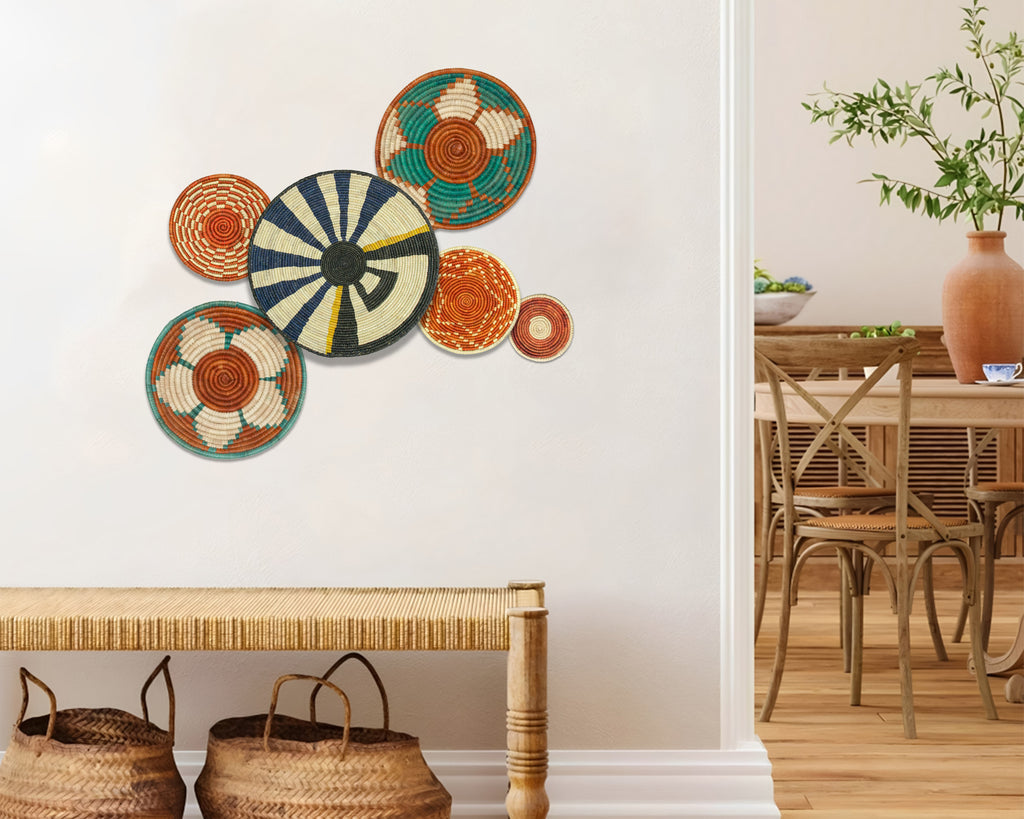 Set of 6 Handwoven wall baskets SET-392-6 N