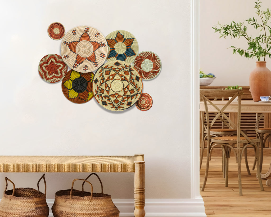 Set of 8 Handwoven wall baskets SET-339-8 N