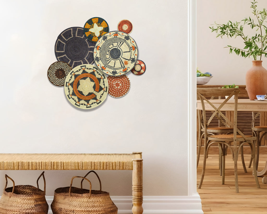 Set of 8 Handwoven wall baskets SET-360-8 N