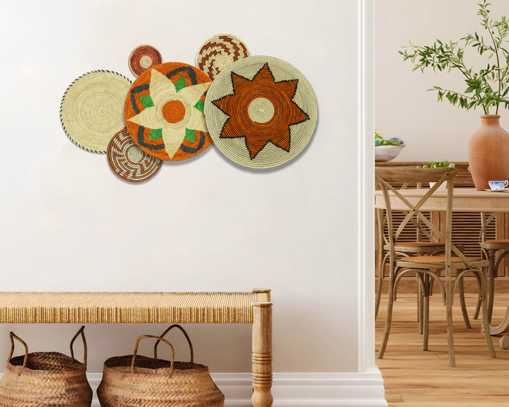 Set of 6 Handwoven wall baskets SET-268-6 N