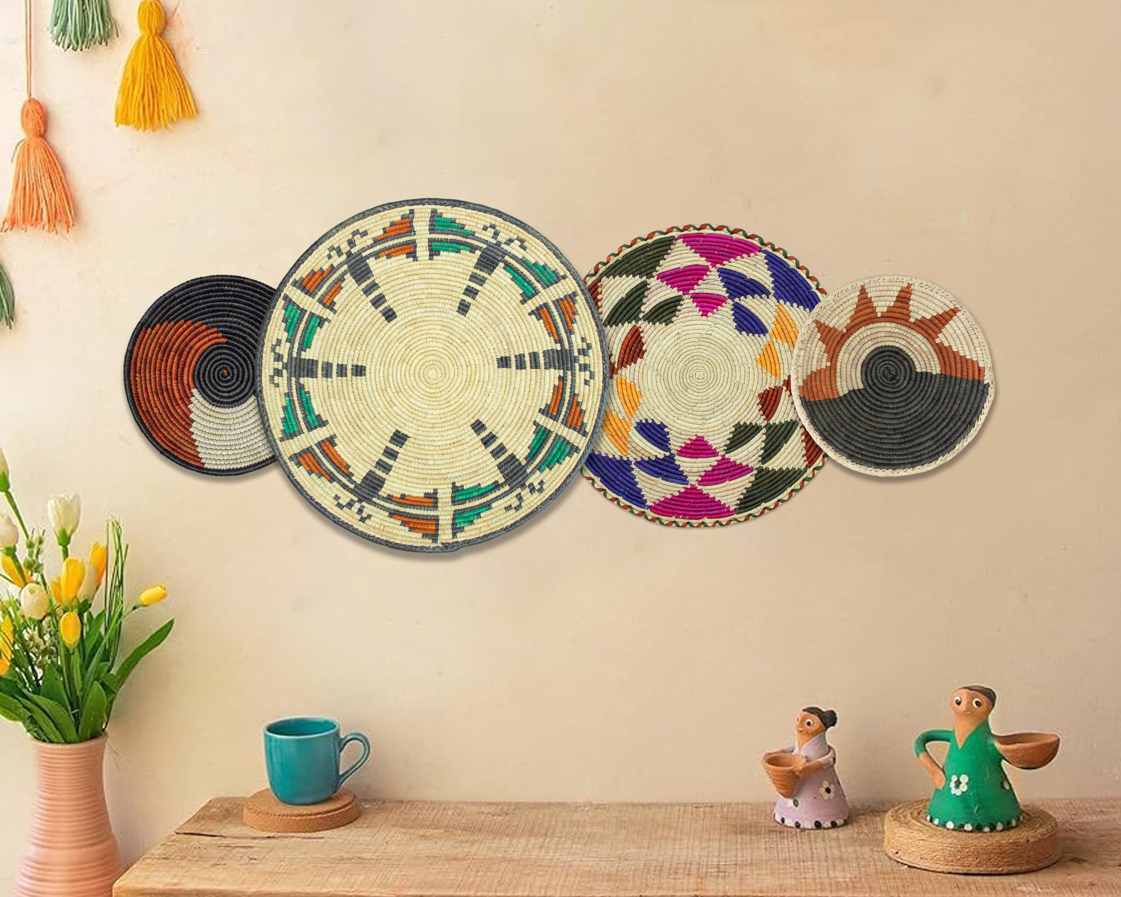 Set of 4 Handwoven wall baskets SET-240-4 N