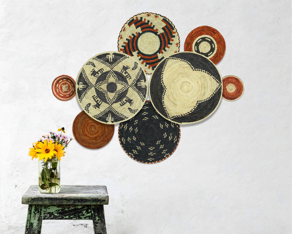 Set of 8 Handwoven wall baskets SET-249-8 N