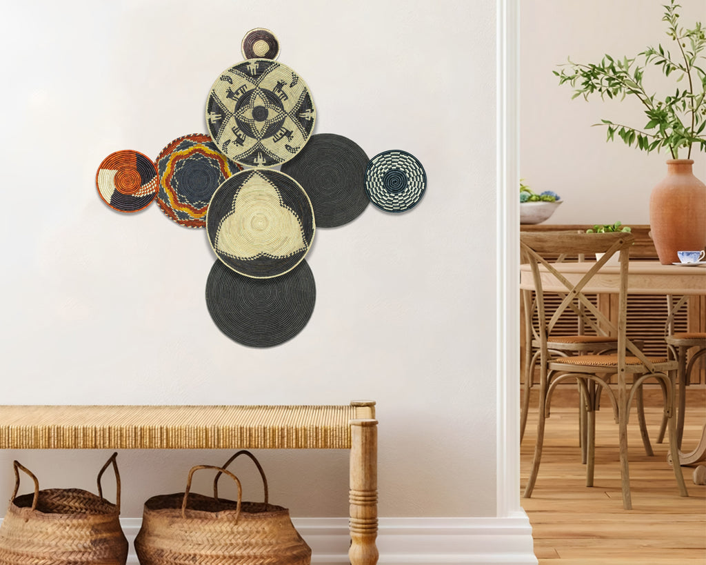 Set of 8 Handwoven wall baskets SET-349-8 N