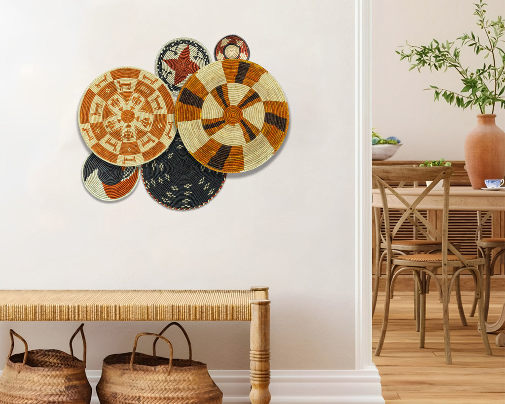 Set of 6 Handwoven wall baskets SET-271-6 N