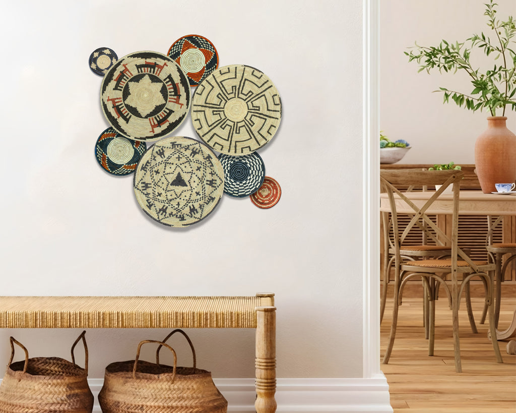 Set of 8 Handwoven wall baskets SET-364-8 N