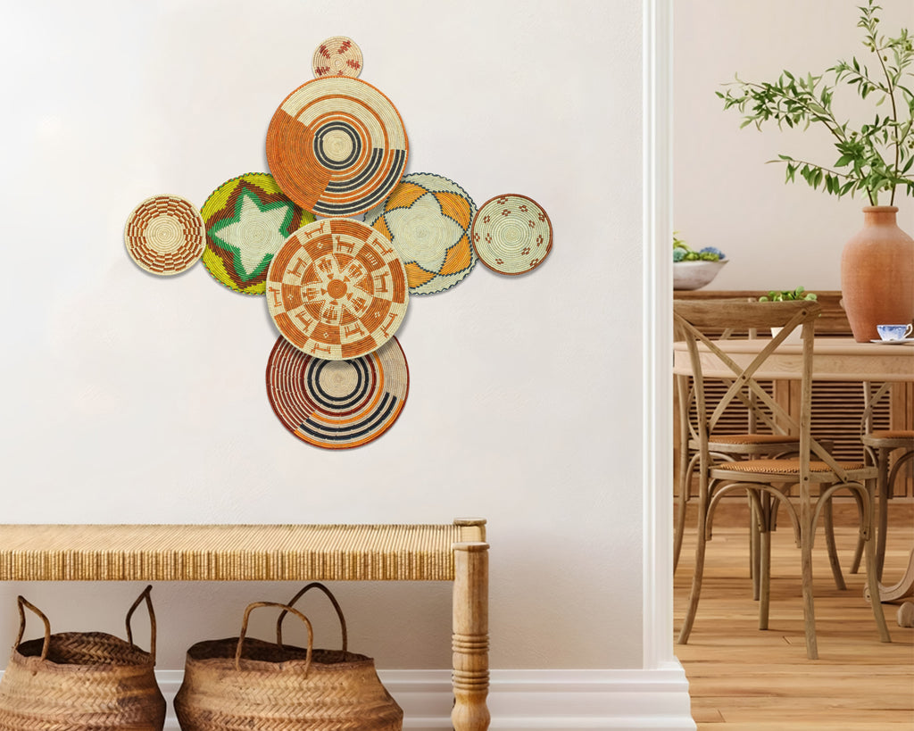 Set of 8 Handwoven wall baskets SET-347-8 N