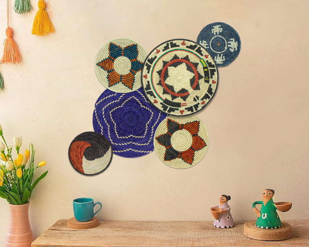 Set of 6 Handwoven wall baskets SET-282-6 N