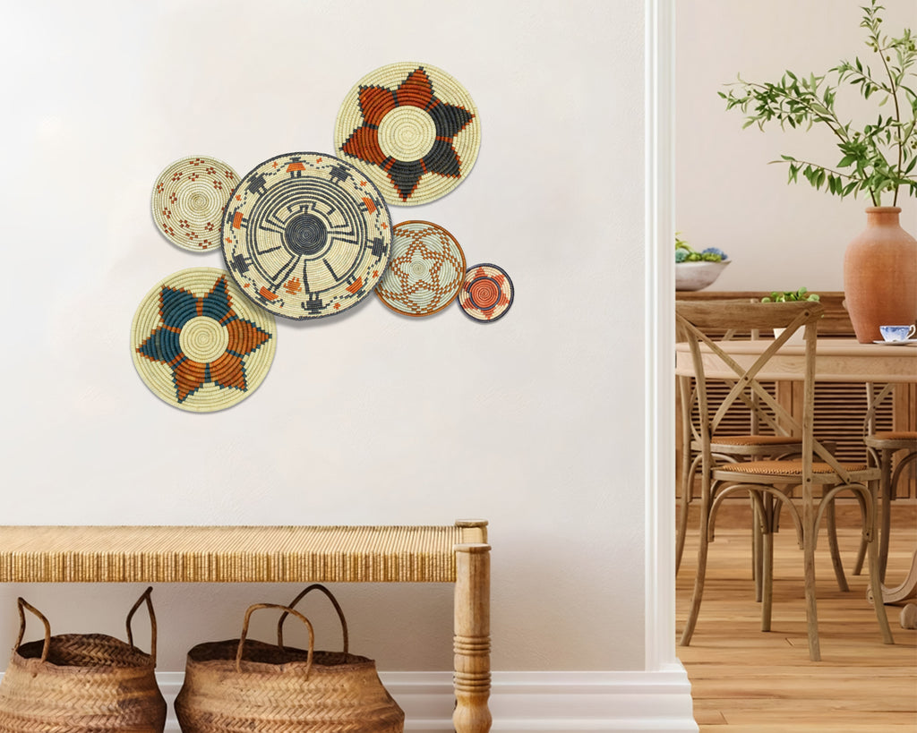 Set of 6 Handwoven wall baskets SET-389-6 N