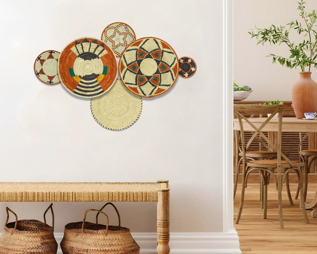 Set of 6 Handwoven wall baskets SET-398-6 N