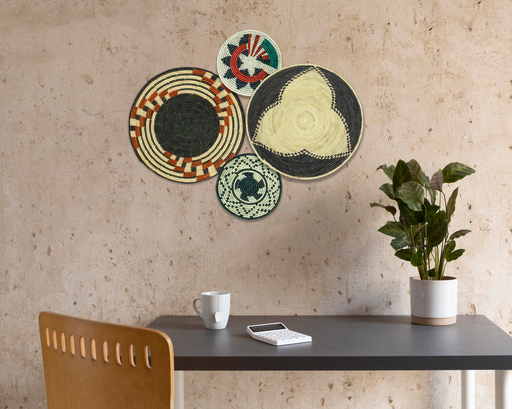 Set of 4 Handwoven wall baskets SET-232-4 N