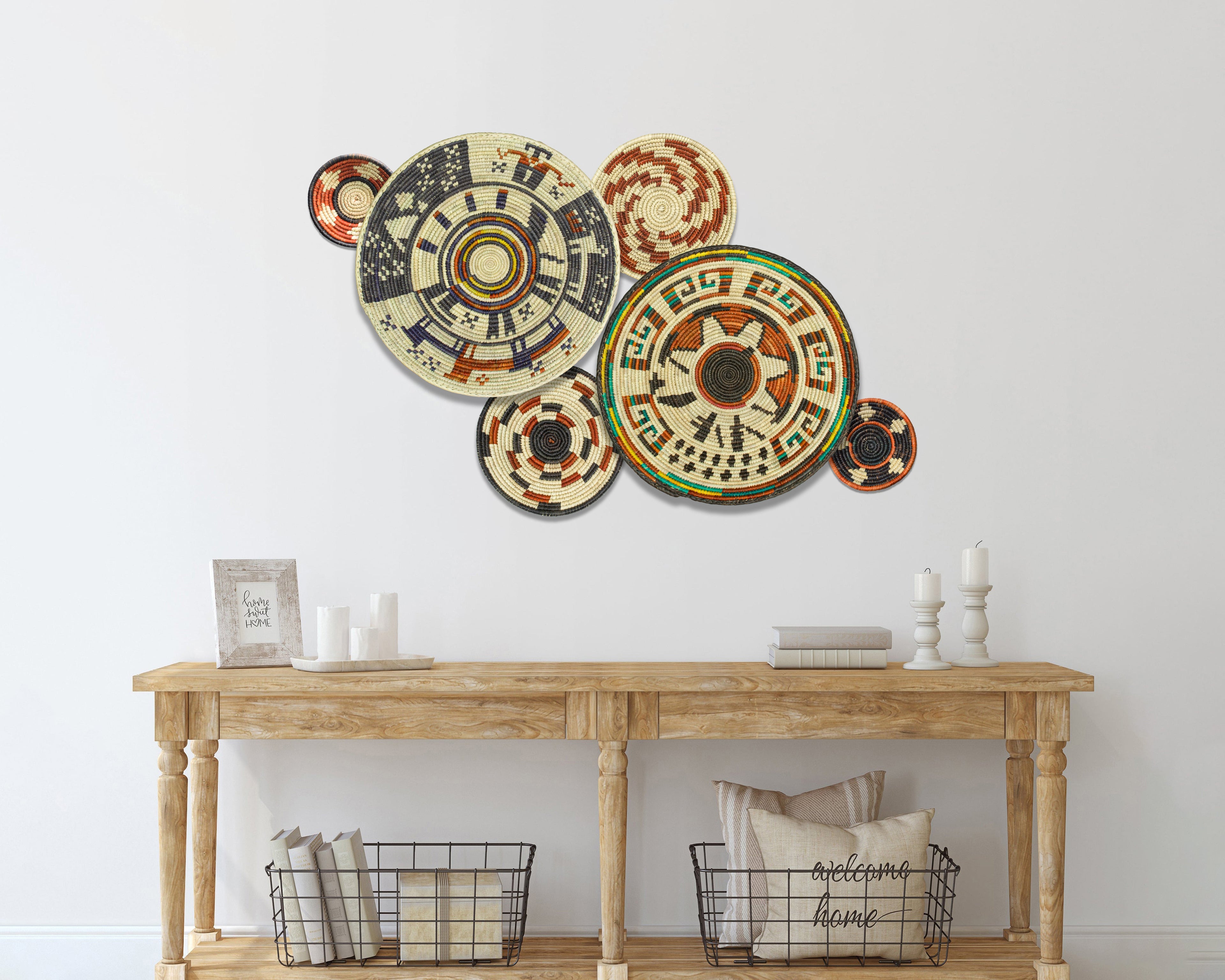 Set of 6 Handwoven wall baskets SET-283-6 N