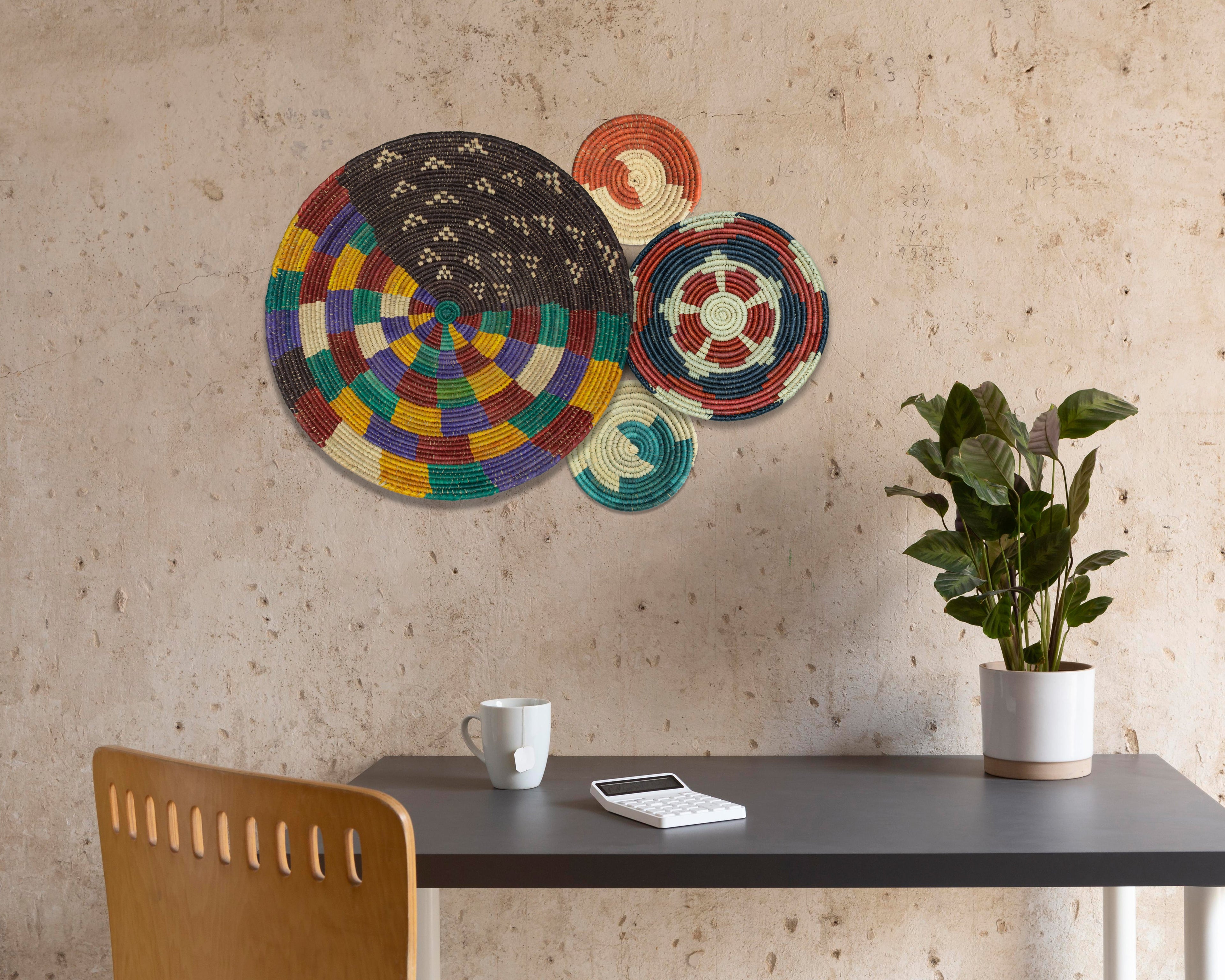 Set of 4 Handwoven wall baskets SET-233-4 N