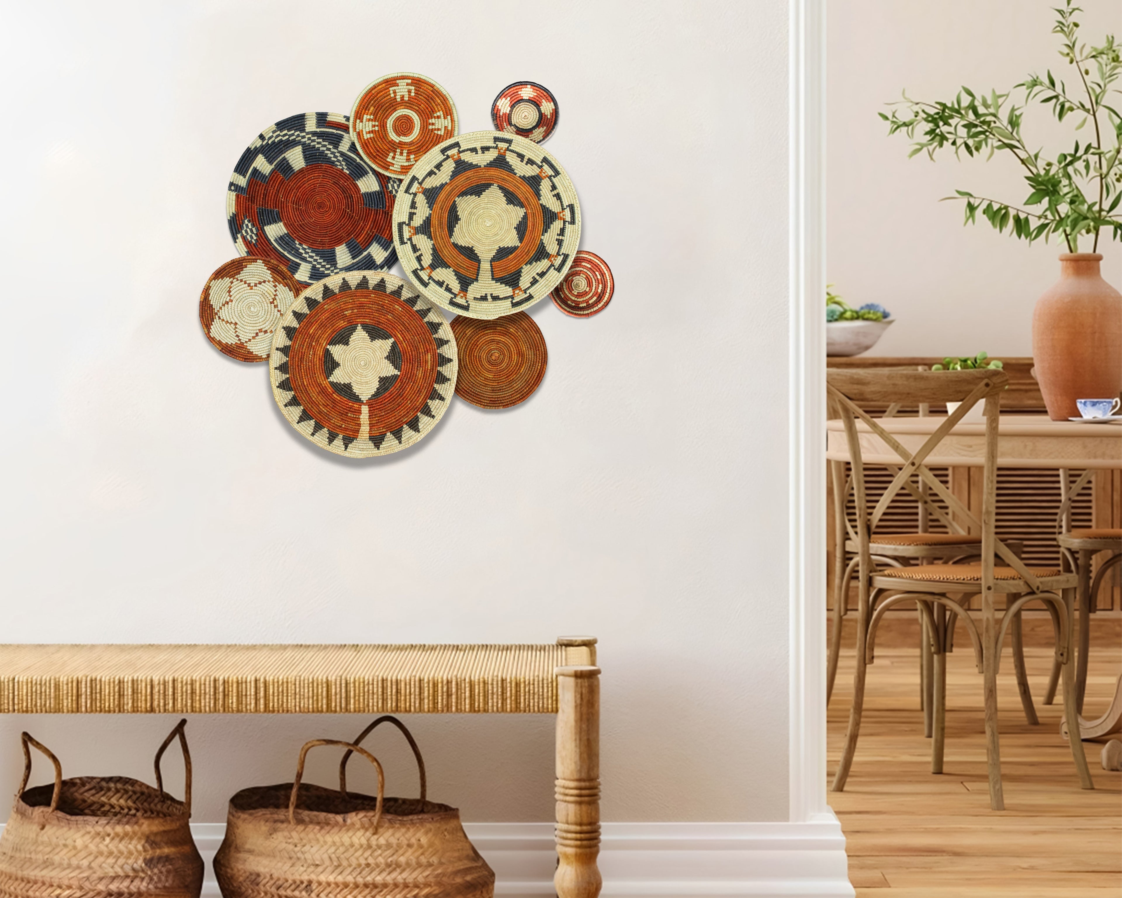 Set of 8 Handwoven wall baskets SET-362-8 N