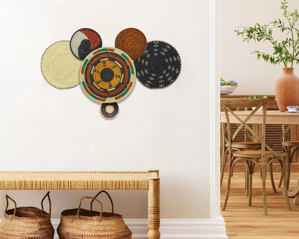 Set of 6 Handwoven wall baskets SET-386-6 N