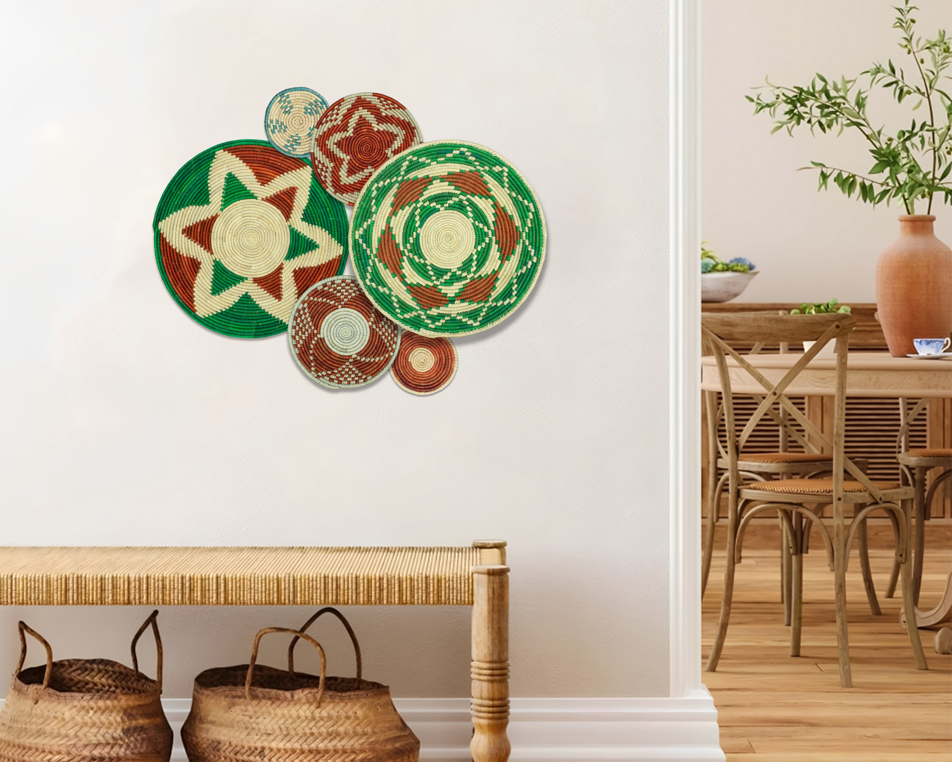 Set of 6 Handwoven wall baskets SET-381-6 N