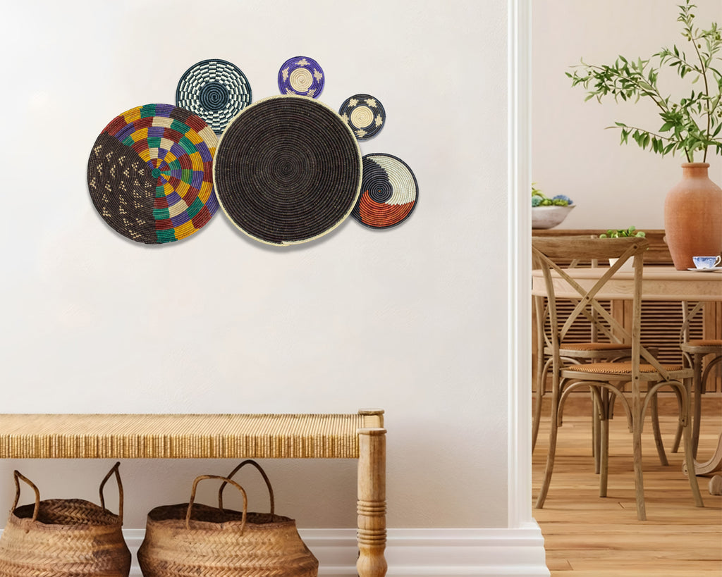 Set of 6 Handwoven wall baskets SET-377-6 N