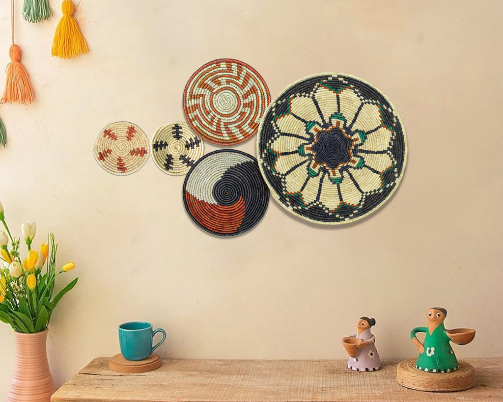 Set of 5 Handwoven wall baskets SET-67-5 N