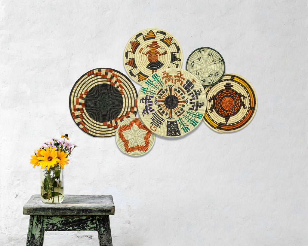 Set of 6 Handwoven wall baskets SET-279-6 N