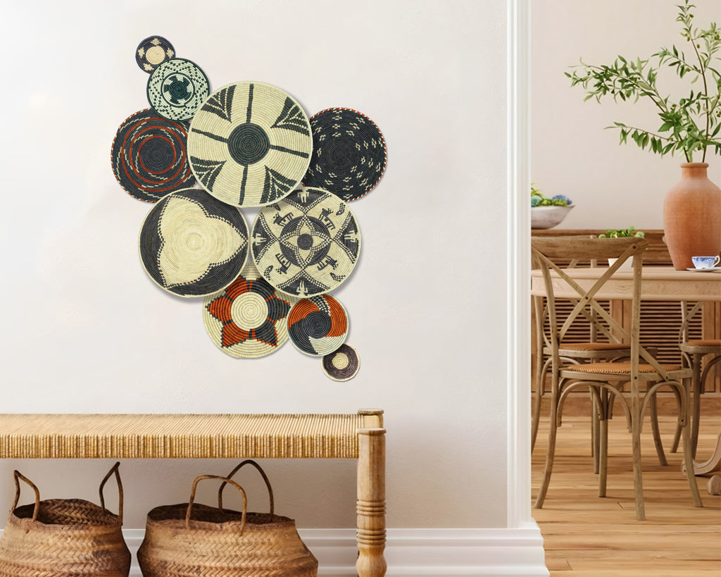 Set of 10 Handwoven wall baskets SET-401-10 N