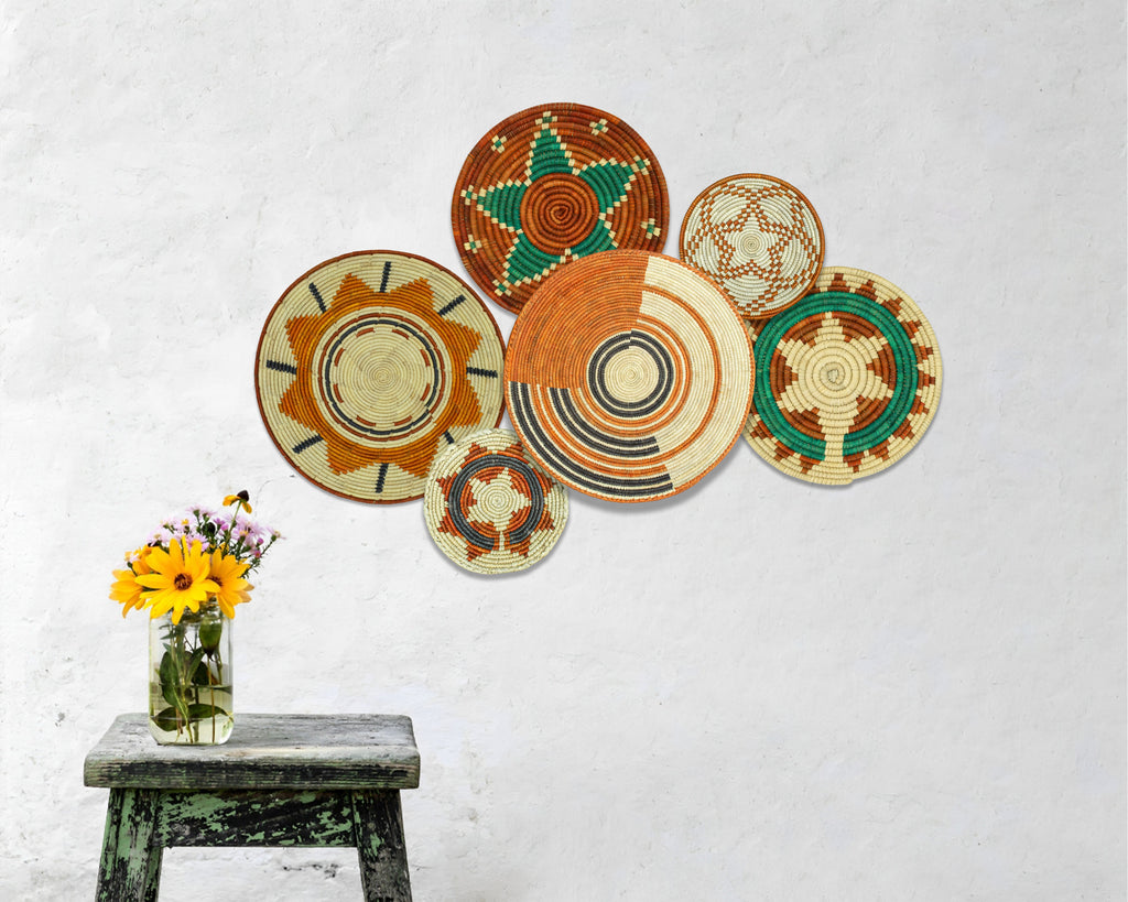 Set of 6 Handwoven wall baskets SET-277-6 N