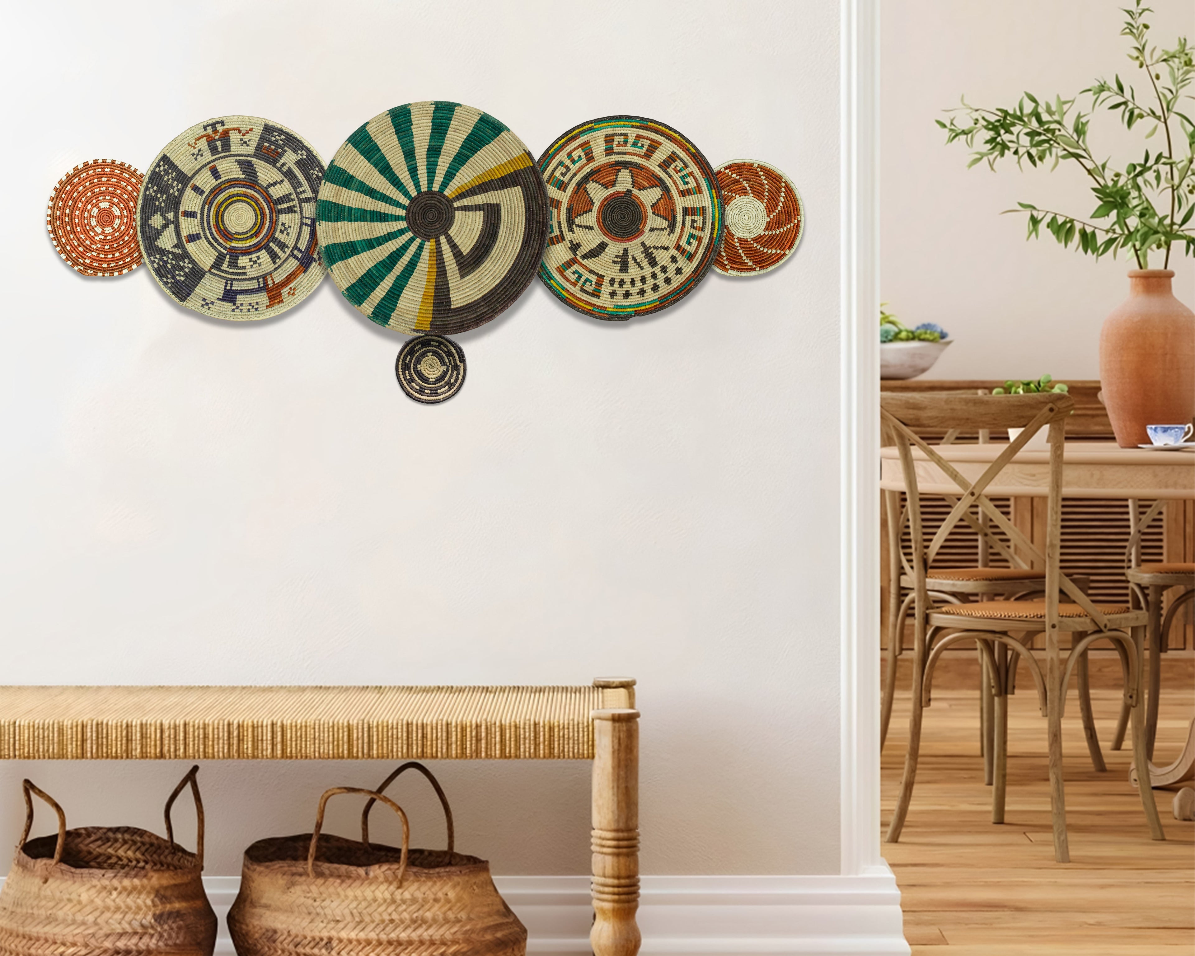 Set of 6 Handwoven wall baskets SET-297-6 N