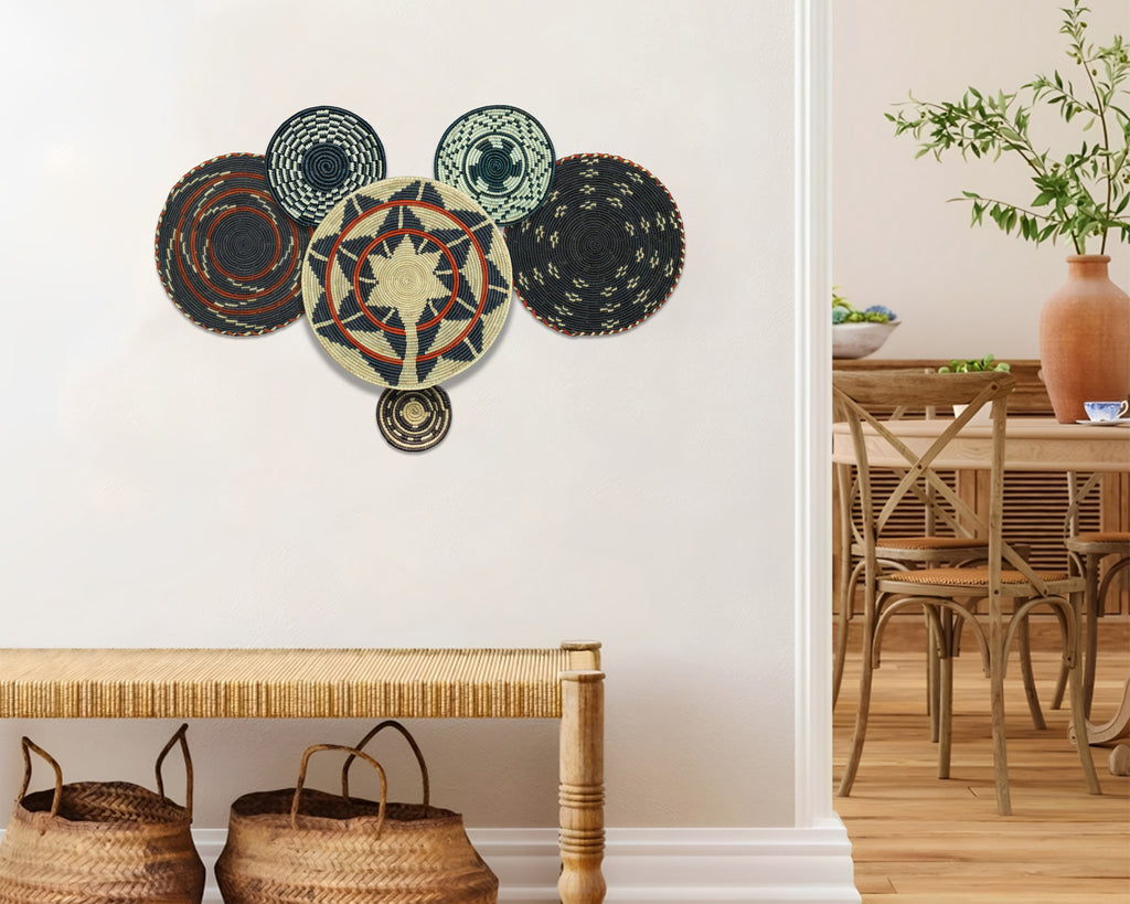 Set of 6 Handwoven wall baskets SET-387-6 N