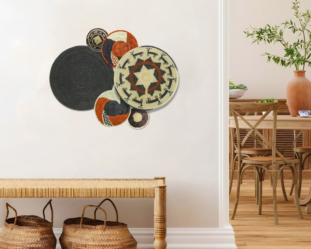 Set of 6 Handwoven wall baskets SET-380-6 N