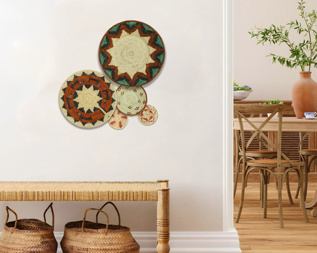 Set of 5 Handwoven wall baskets SET-71-5 N