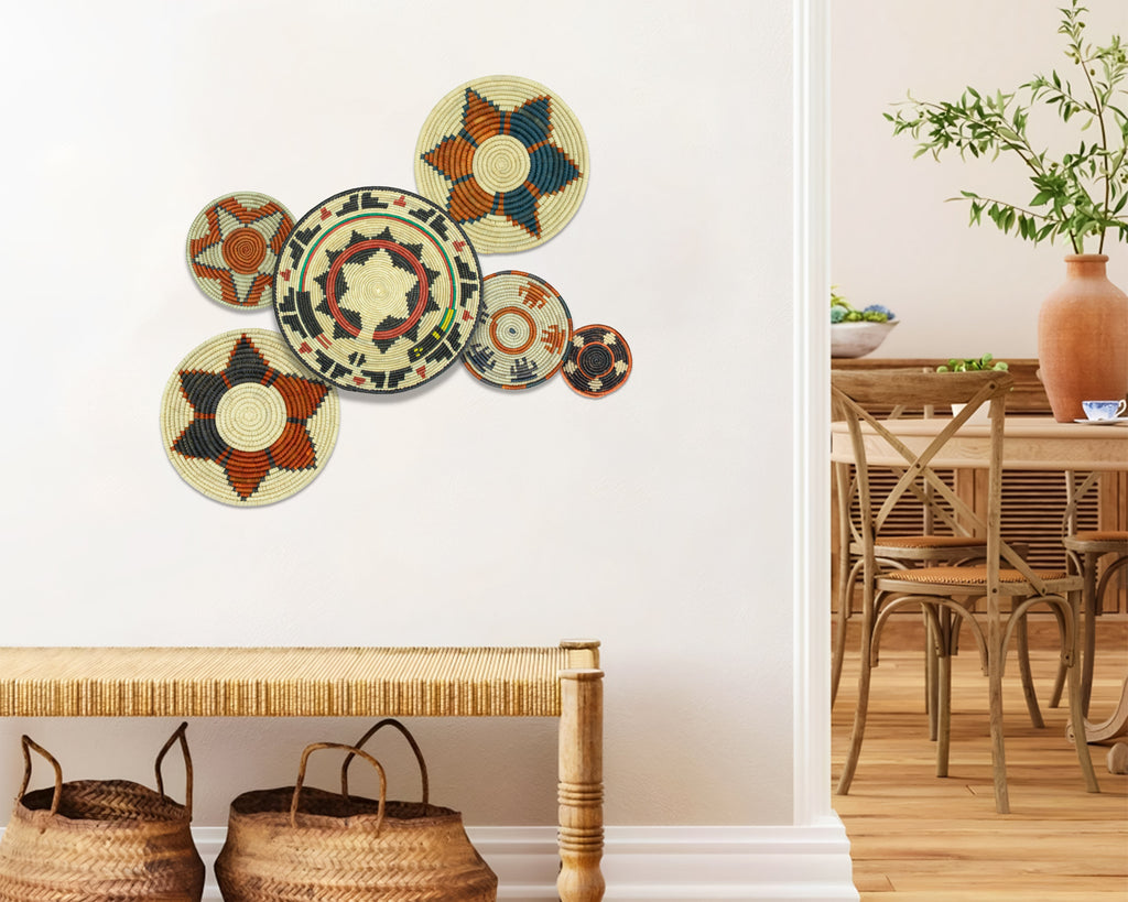 Set of 6 Handwoven wall baskets SET-394-6 N