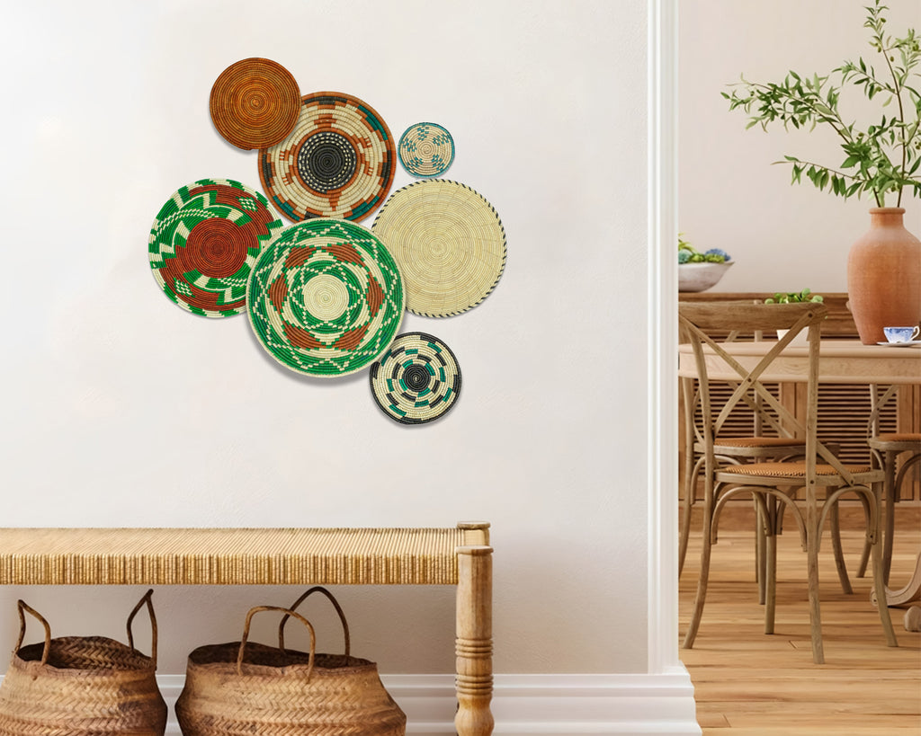 Set of 7 Handwoven wall baskets Set 318-7-N