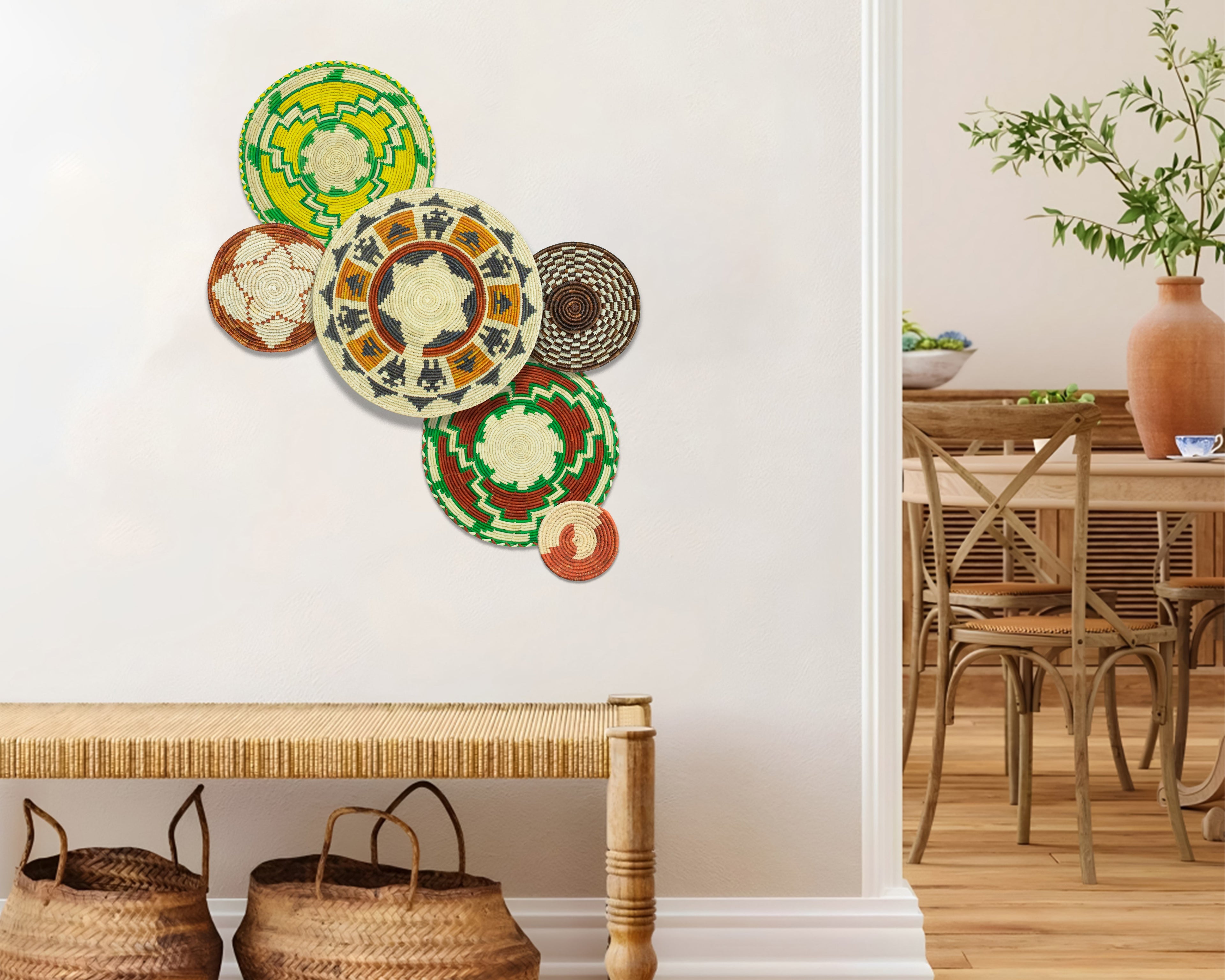 Set of 6 Handwoven wall baskets SET-372-6 N