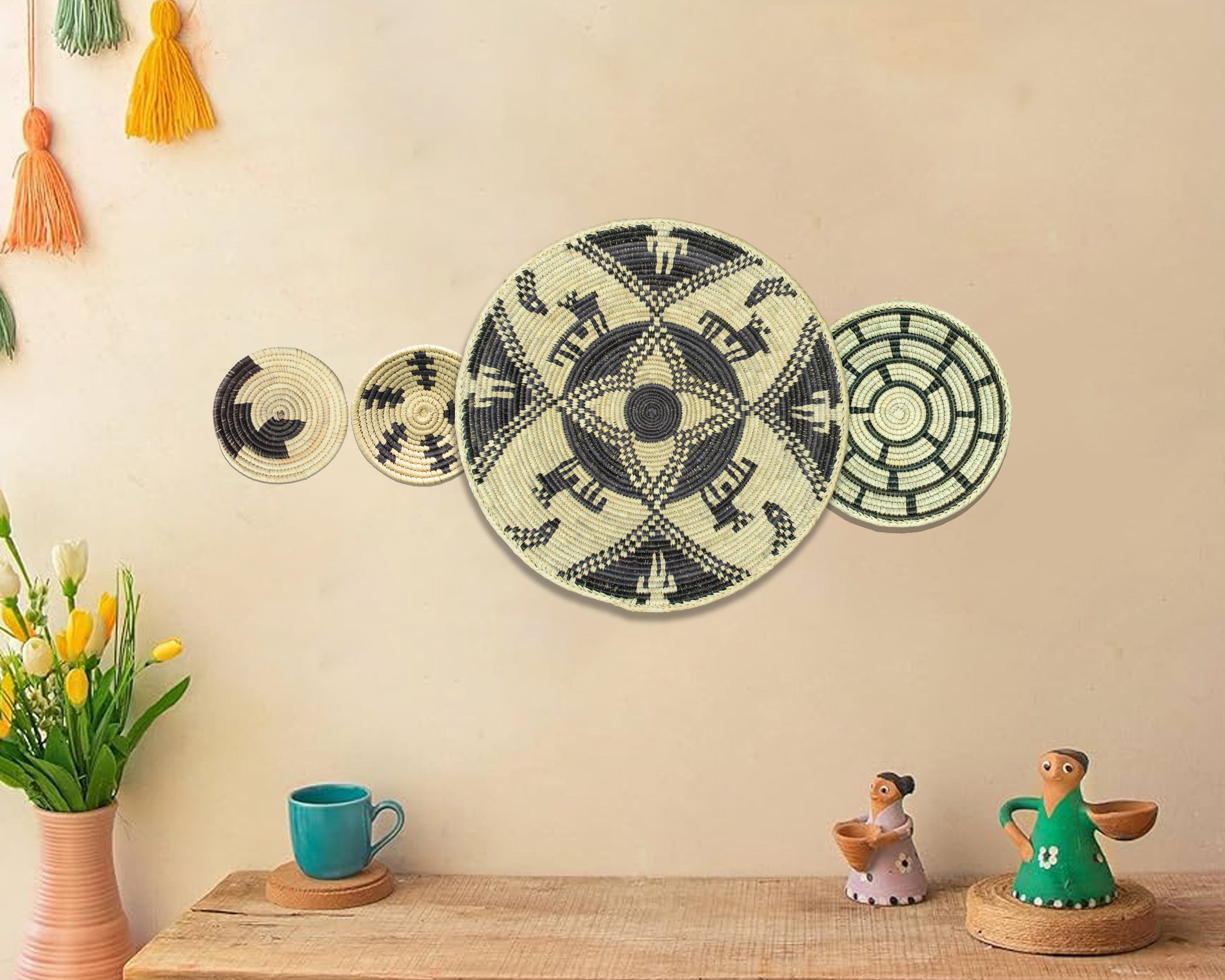 Set of 4 Handwoven wall baskets SET-239-4 N