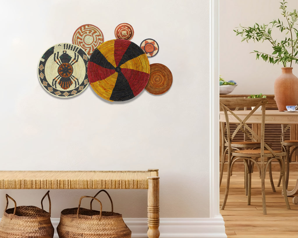 Set of 6 Handwoven wall baskets SET-375-6 N