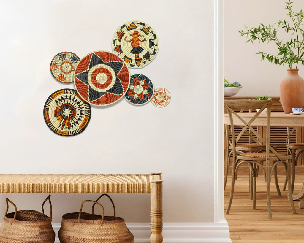 Set of 6 Handwoven wall baskets SET-391-6 N