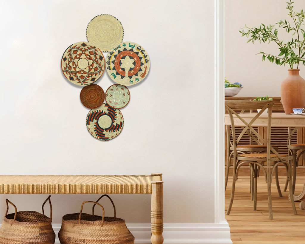 Set of 6 Handwoven wall baskets SET-383-6 N