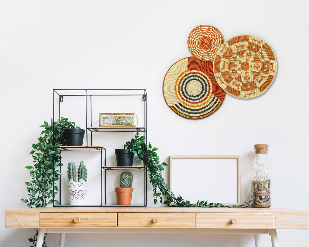 Set of 3 Handwoven wall baskets SET-208-3 N