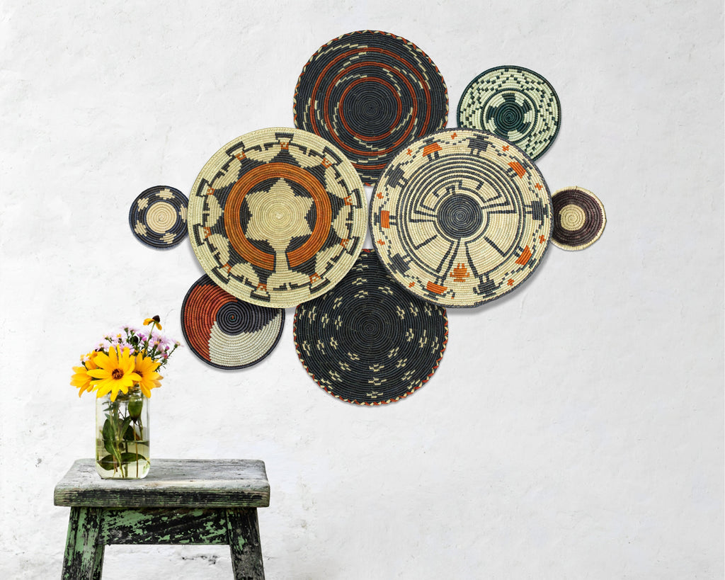 Set of 8 Handwoven wall baskets SET-247-8 N