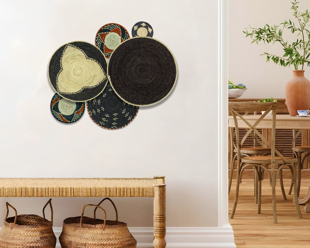 Set of 6 Handwoven wall baskets SET-273-6 N