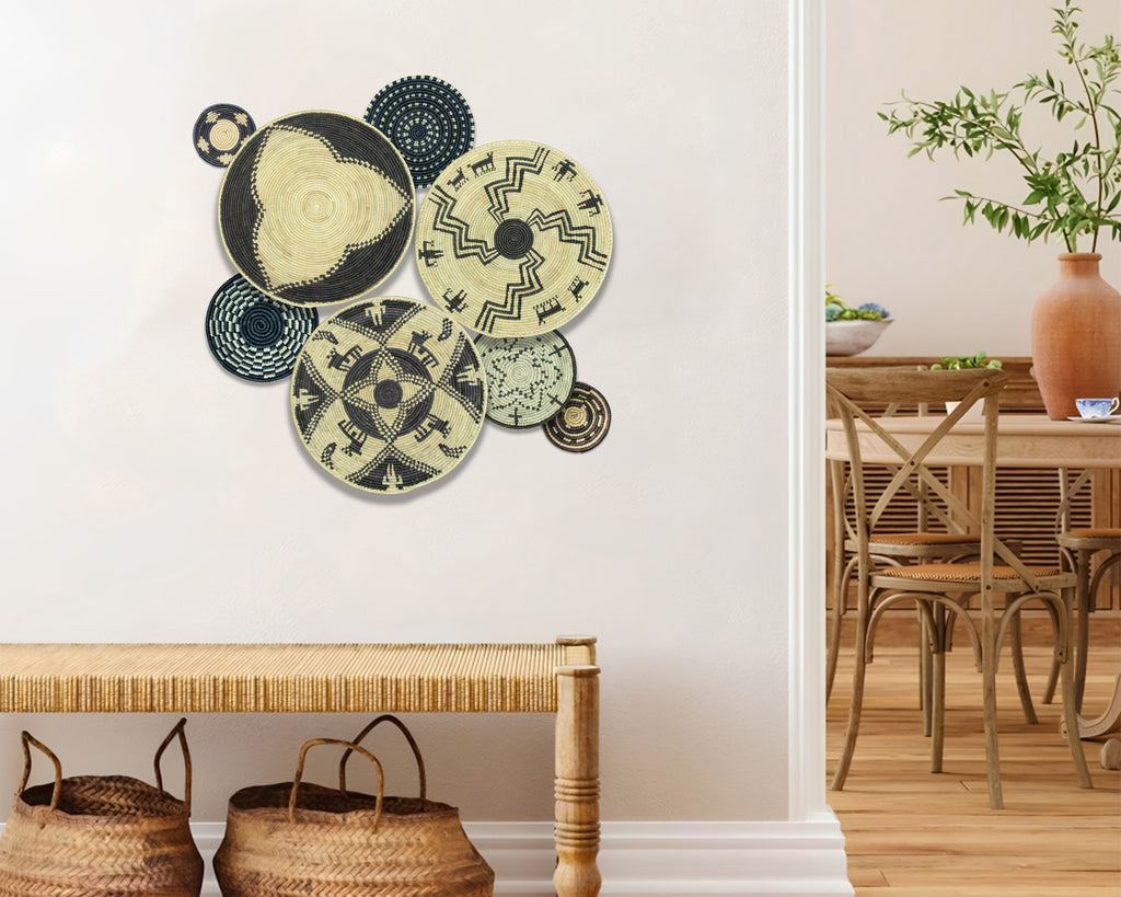 Set of 8 Handwoven wall baskets SET-366-8 N