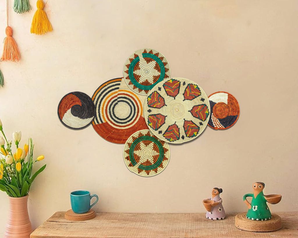 Set of 6 Handwoven wall baskets SET-281-6 N